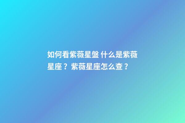 如何看紫薇星盤 什么是紫薇星座？紫薇星座怎么查？-第1張-觀點-玄機派